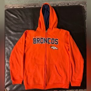Denver Broncos Youth XL orange zip up sweatshirt